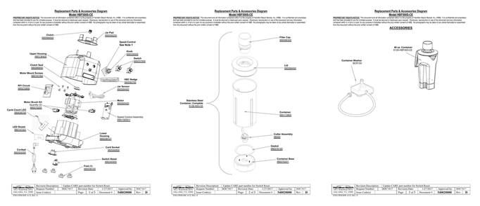 Diagram Diagram and Parts List for HBF500S-CE  Hamilton Beach Blender